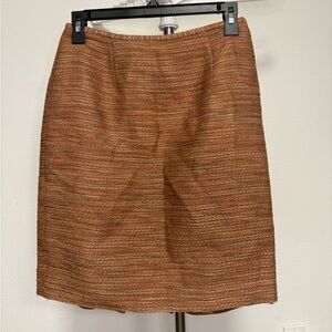 Lafayette 148 New York Tweed Pencil Skirt Brown Tan Career Size 6